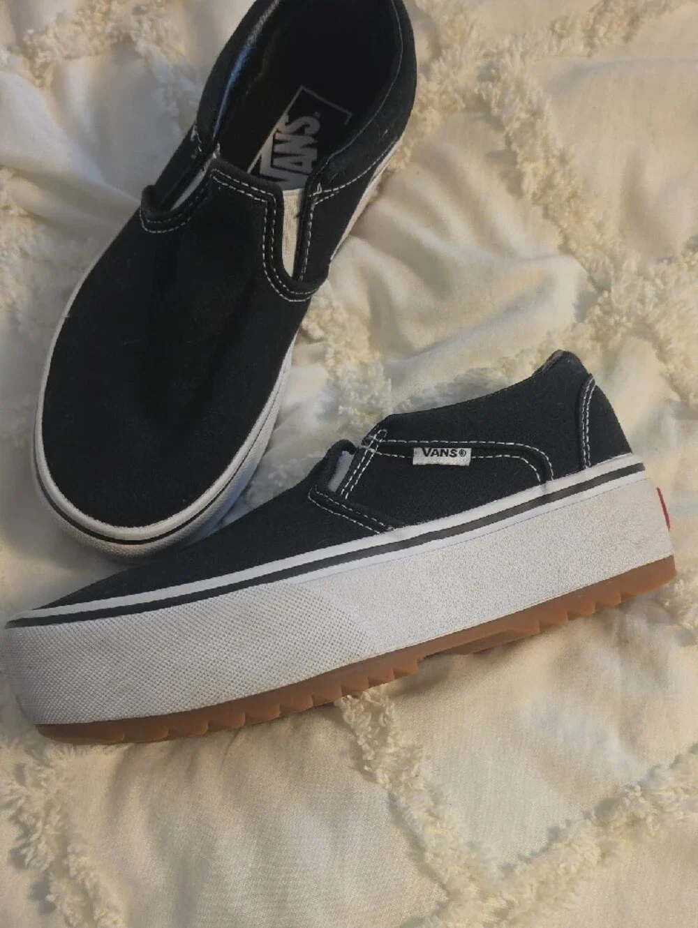 Vans Kids Classic Slip-On Sneakers in Black and White